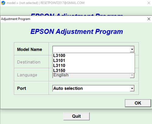 Epson resetter L3100 L3101 L3110 L3150